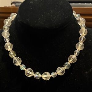 Vintage Elegant Crystal Bead Choker Necklace W/Rose Cut Beads